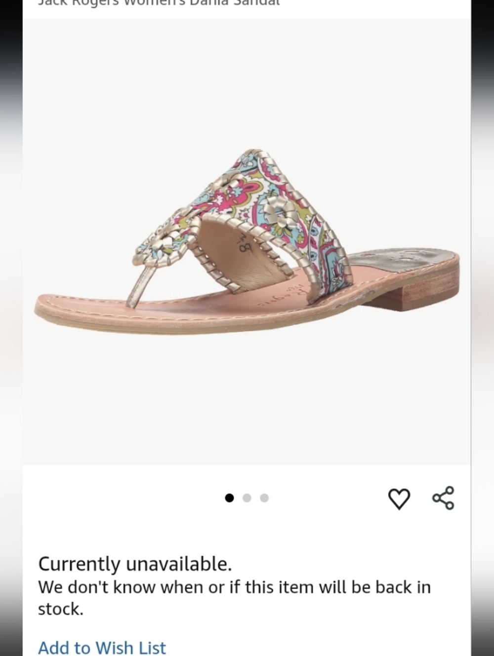 Jack Rogers Pink Multi Floral Leather Thong Sandal